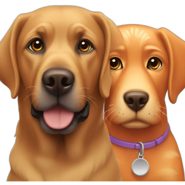 black labrador dog and an orange cat emoji
