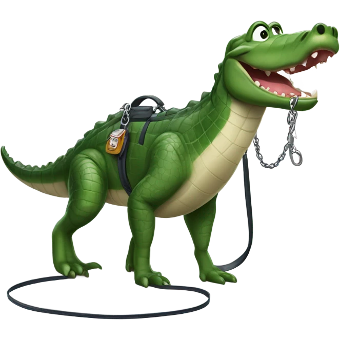 Alligator walking a dog emoji