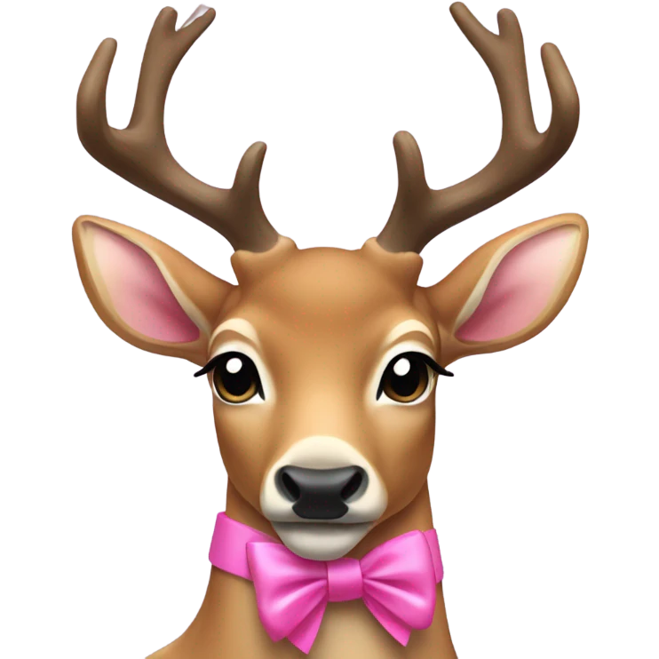 dear with pink bow around neck emoji