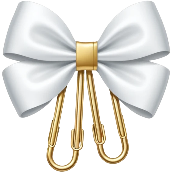 one gold paper clip with a white bow in the middle emoji