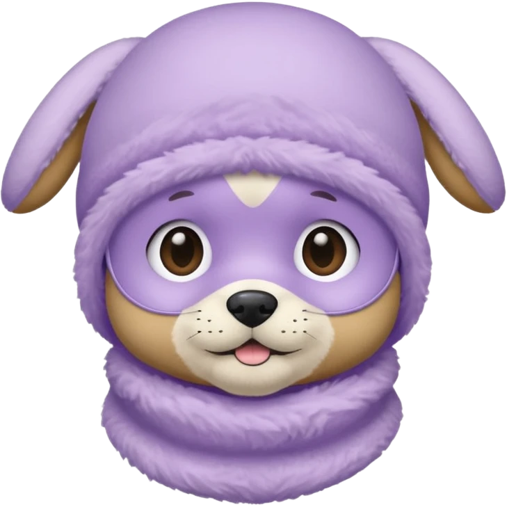 puppy face in a pastel lavender ski mask, face only emoji