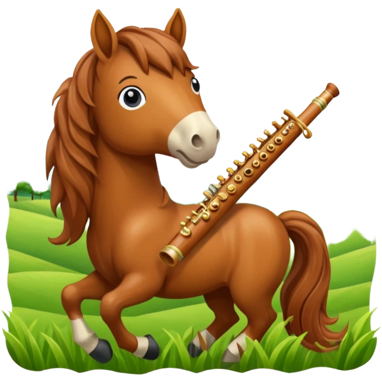 Horse playing the flute emoji