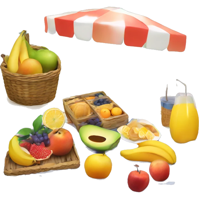 Beach picnic with fruits emoji