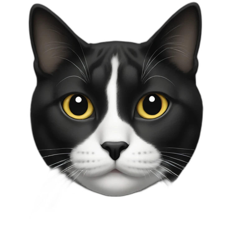 Tuxedo cat with black dot on face above nose emoji