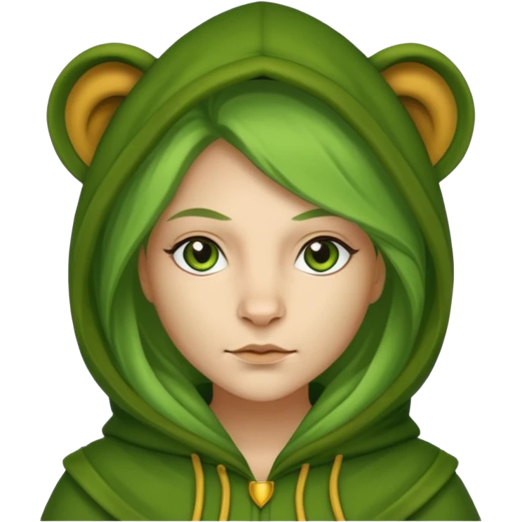 green Hooded lion woman emoji