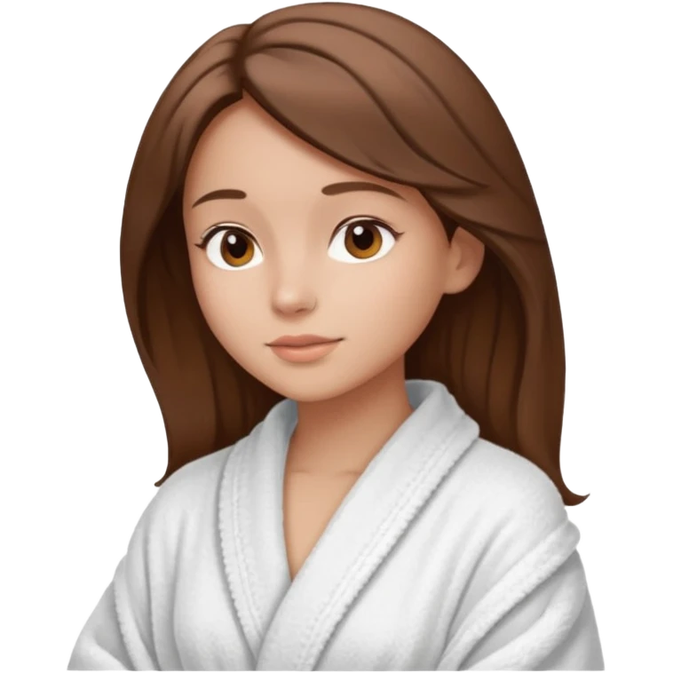 girls side profile in robe with brown hair and her hair in a towel with skin care on  emoji