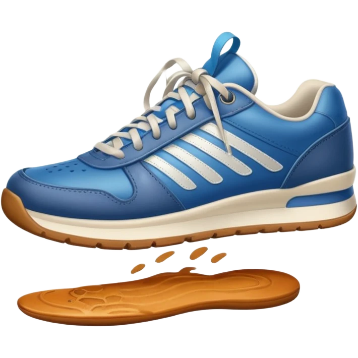  a foot wearing a sneaker pressing on the ground, leaving a visible shoe print beneath. Rounded, glossy, smooth, soft shadows, white background.


 emoji