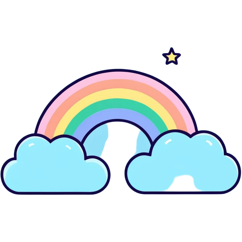dreamy pastel blue rainbow with stars emoji