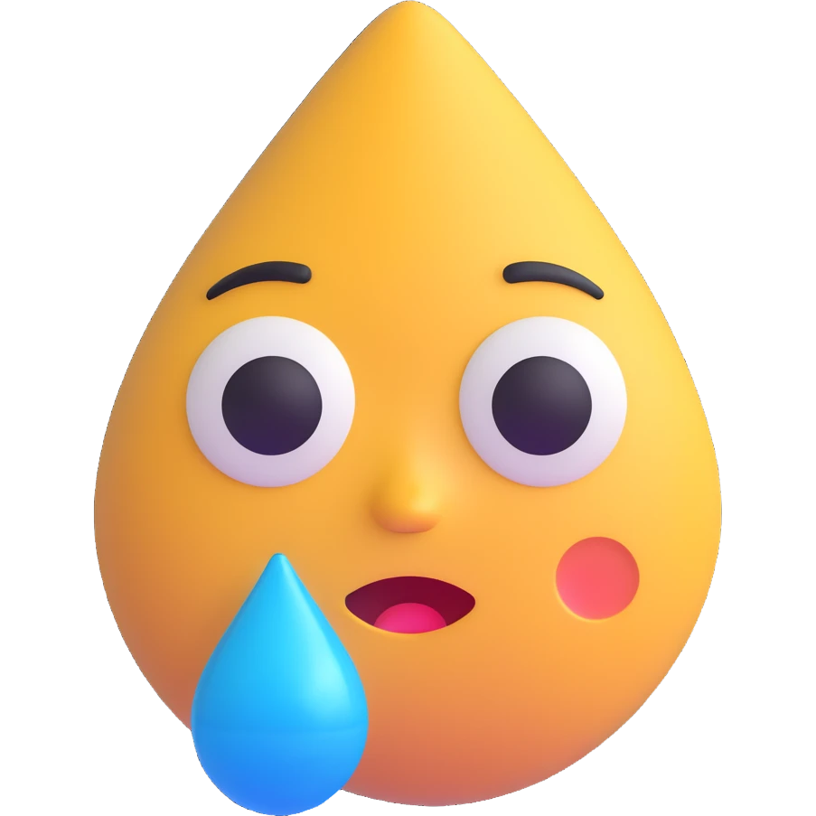3D emoji of a sad face with a blue teardrop emoji