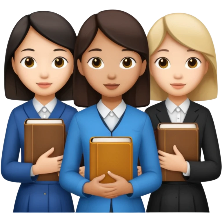 eight asian girls in a group, holding bibles emoji