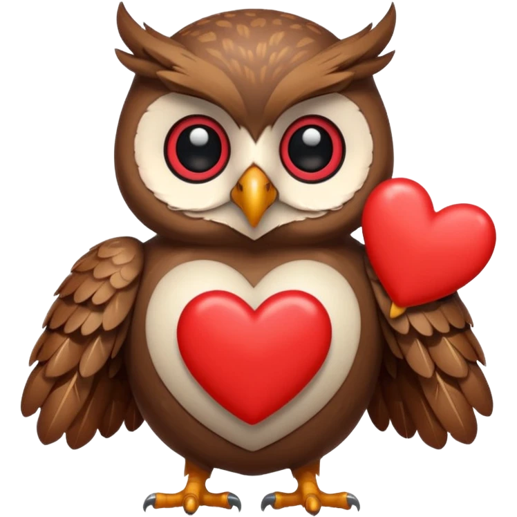 Owl holding hearts emoji