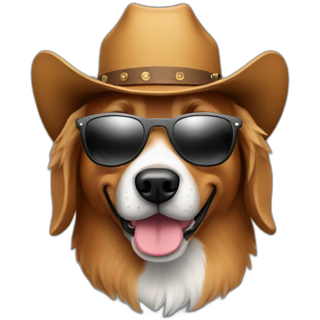 A dog with sunglasses with a cowboy hat emoji