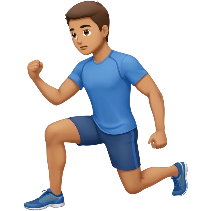 man with blue shirt lunges emoji