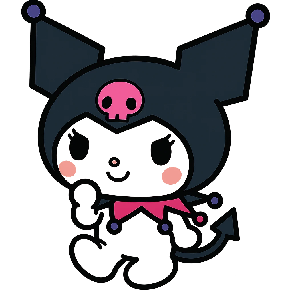 Kuromi character, bold colors, transparent PNG emoji