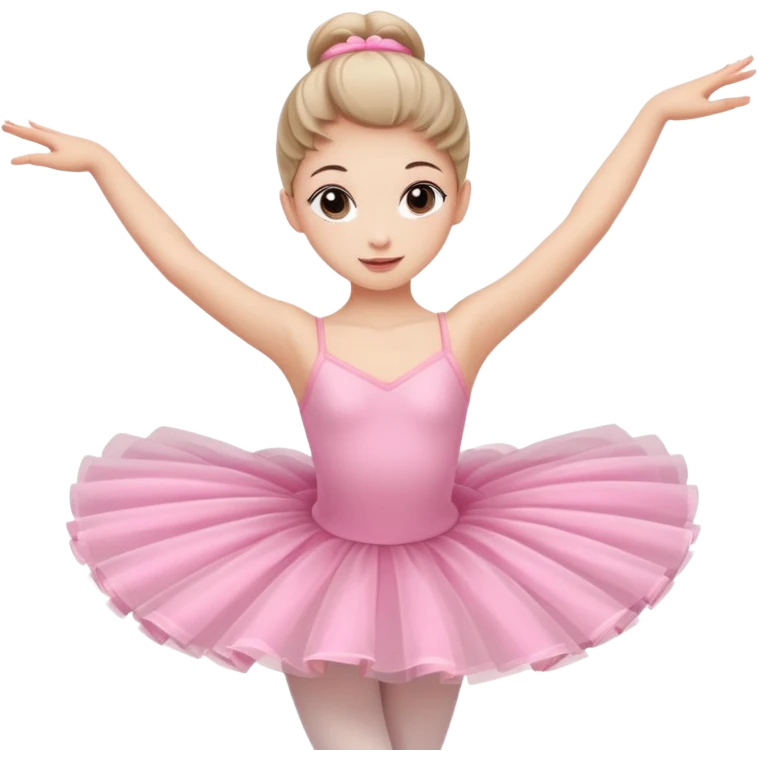 A graceful ballerina in a pink tutu, spinning lightly with arms curved elegantly.
 emoji