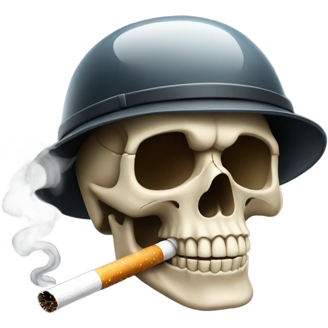 Skull smoking wearing a helmet emoji