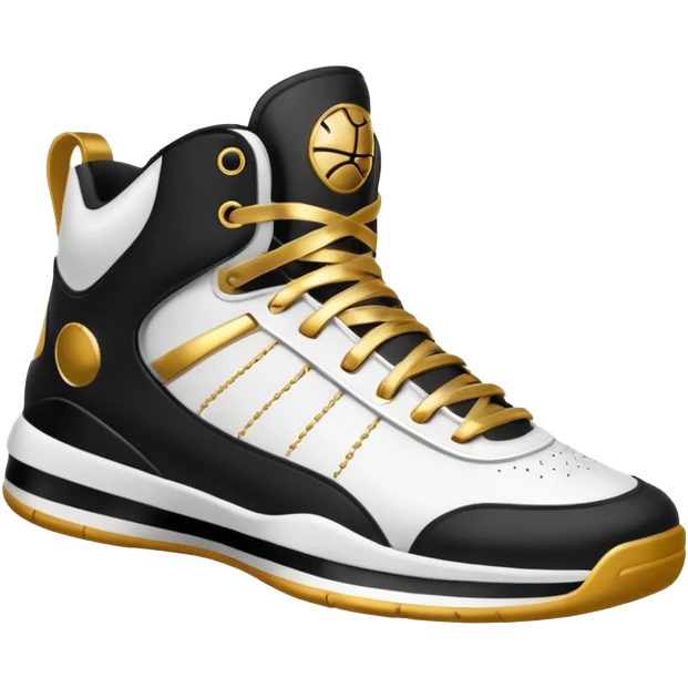 a basketball shoe with gold laces emoji
