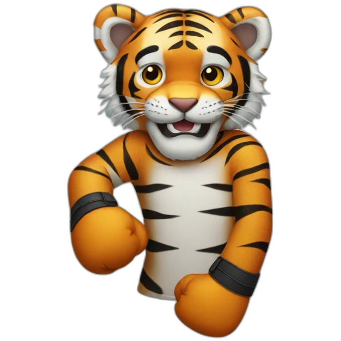 Tiger with gloves emoji