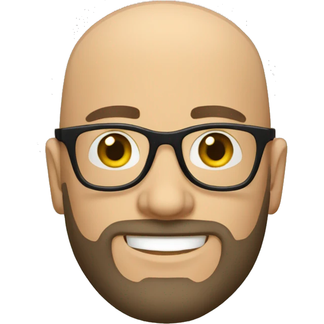 man short beard bald caucasian black glasses emoji