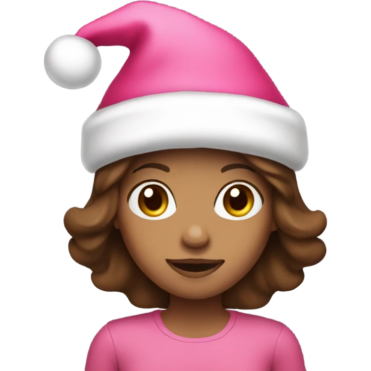 brown hair girl with pink santa hat emoji