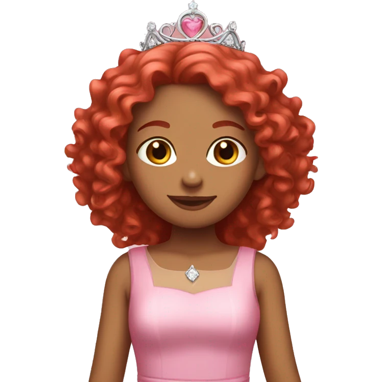 girl with red curly hair with a pink dress and a tiara emoji