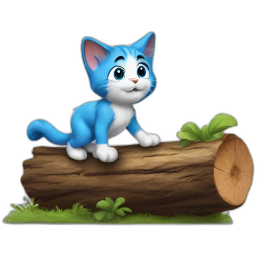 smurf cat walking on the log emoji
