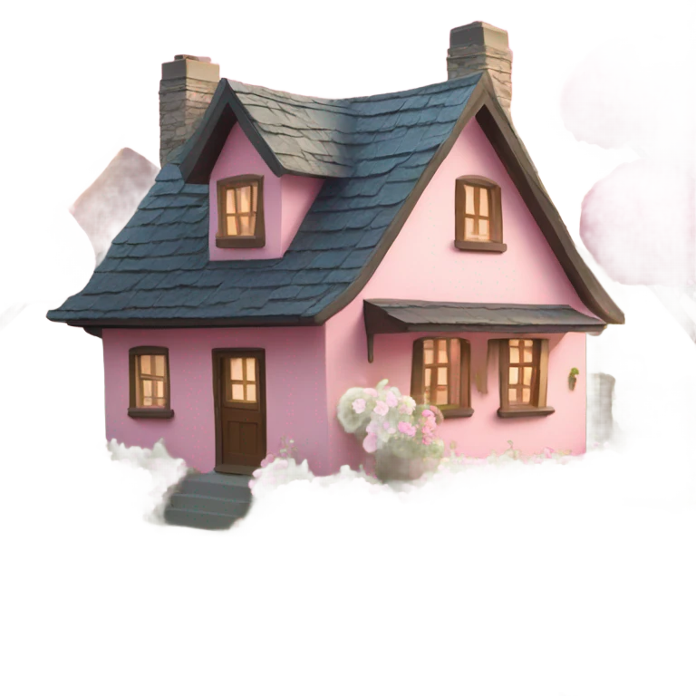 cottage with pink flowers emoji