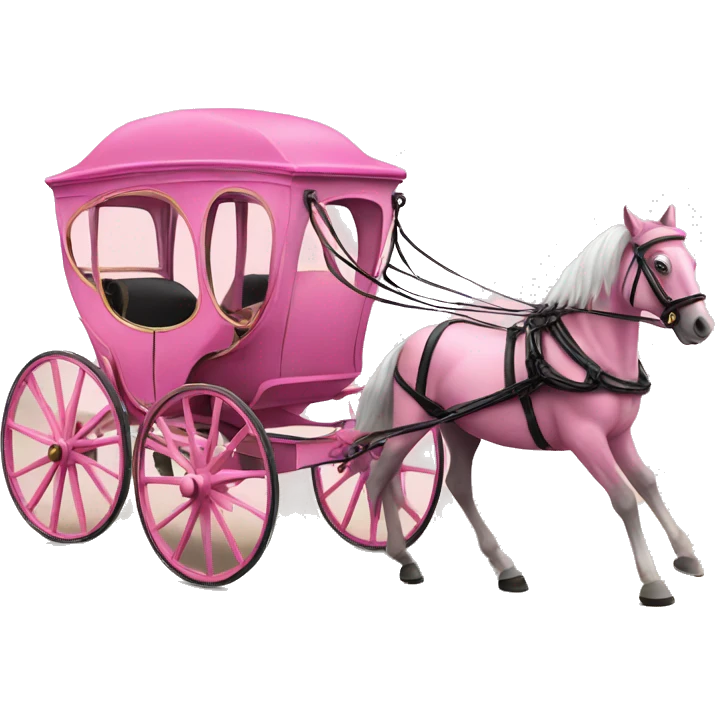 Realistic pink horse and carriage  emoji