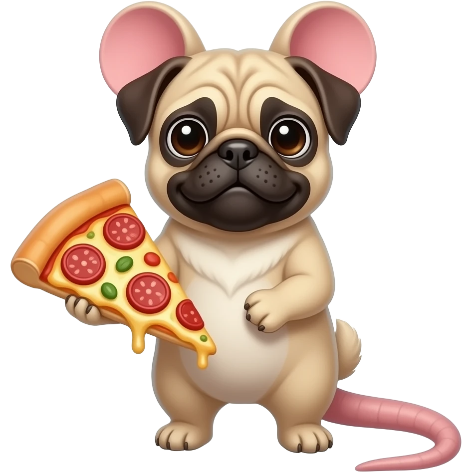 pug holding pizza rat emoji