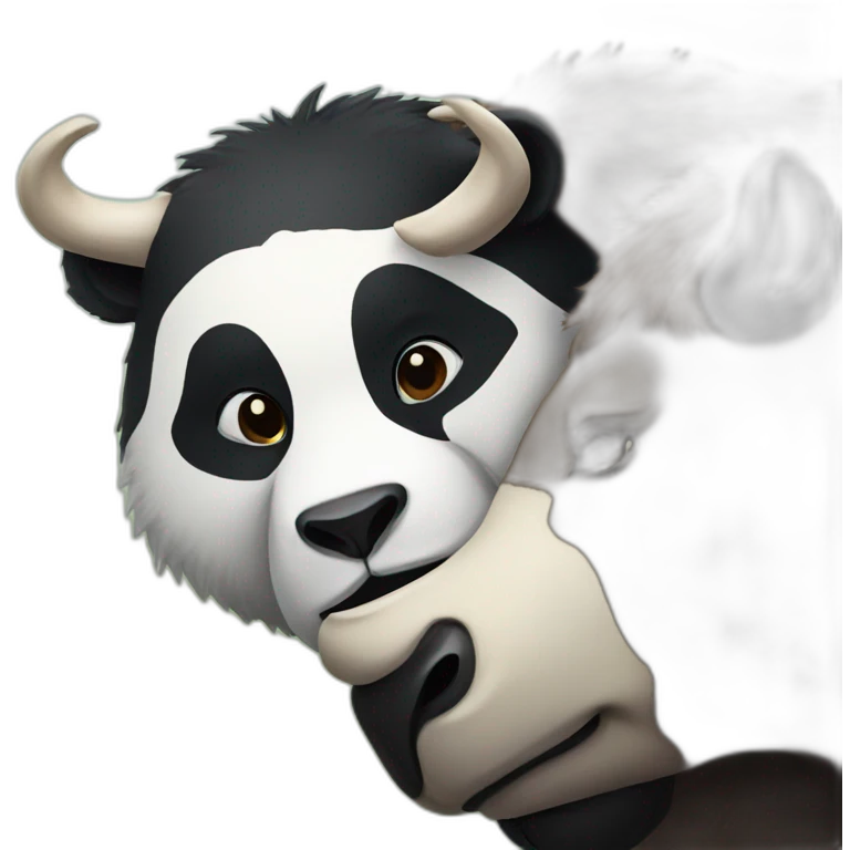 Panda and bison cuddling emoji