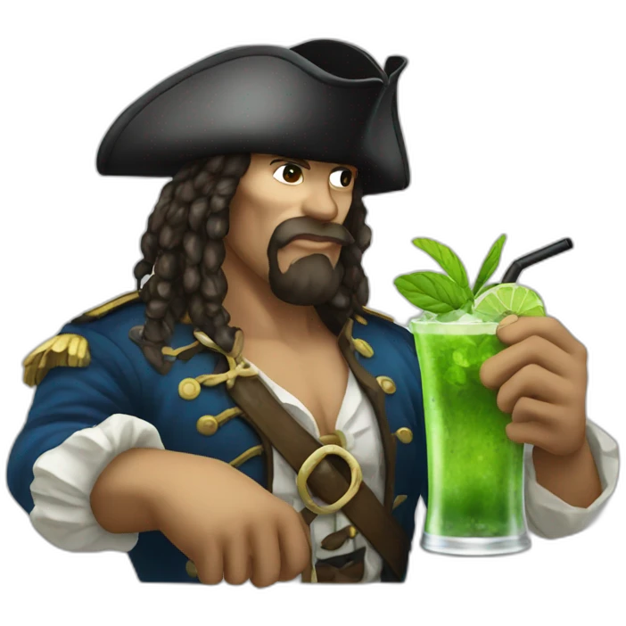 white pirate drinking mojito emoji
