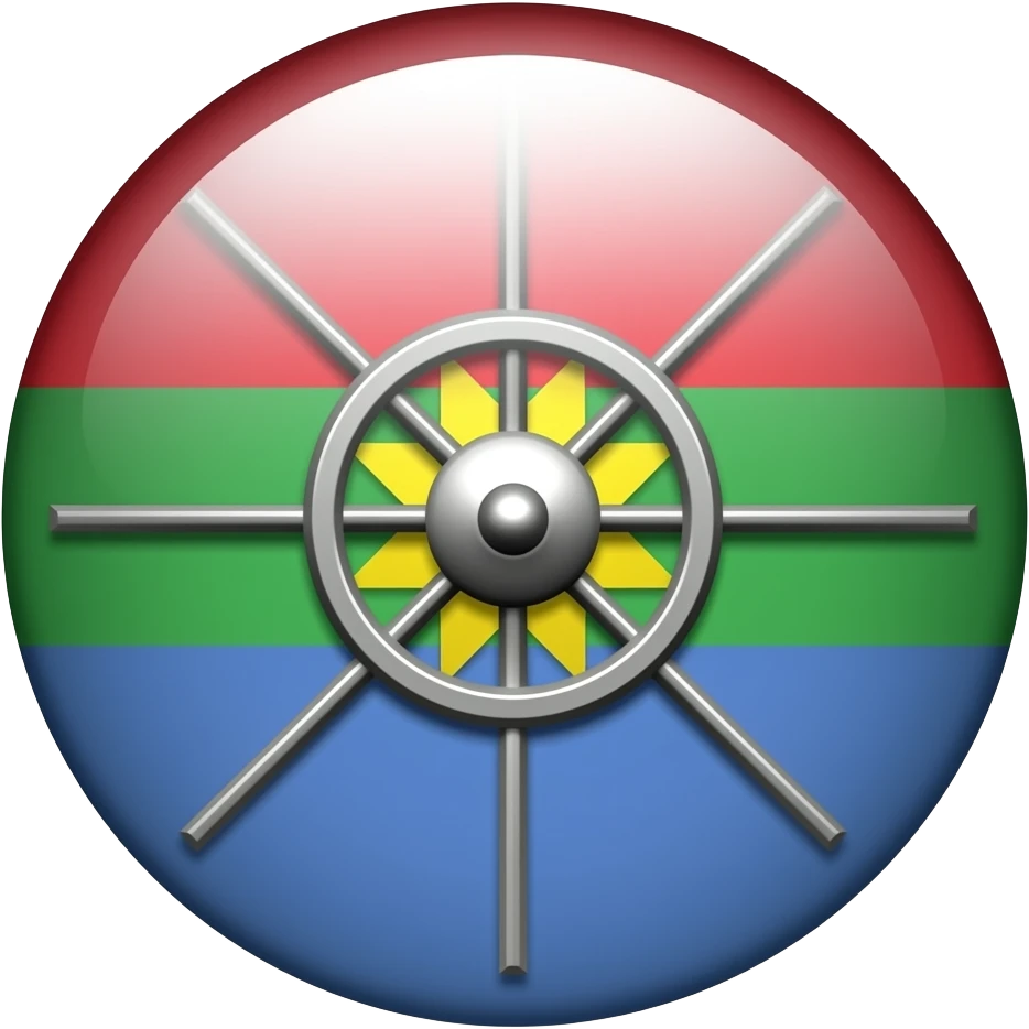 Gypsy Roma wheel flag red green blue emoji