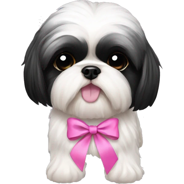 shihtzu black with pink ribbon emoji