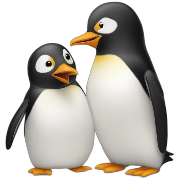 Pingouins qui fait coucou a un autre pingouins à côté de lui emoji