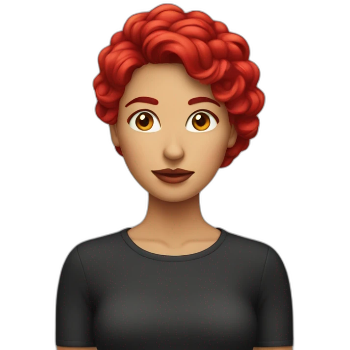 mujer cabello ondulado rojo corto emoji
