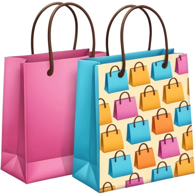 2 aesthetic shopping bag with pattern emoji