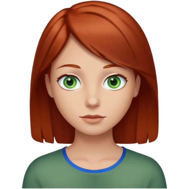 Like the first but her eye green  and blue and her hair red that brown  emoji