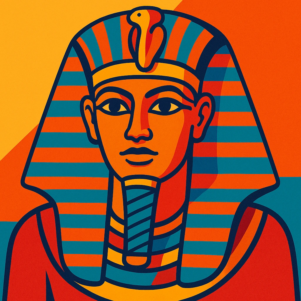 Egyptian pharaoh with headdress and false beard, vibrant and colorful style emoji