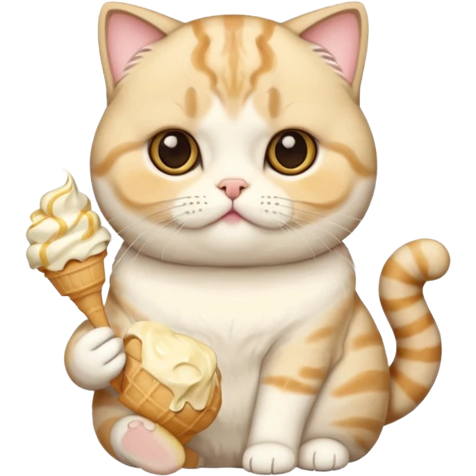 scottish fold cat eating ice cream  emoji