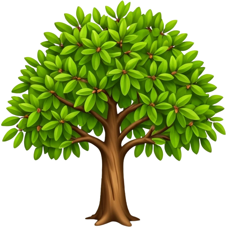 big almond tree with almost green leaves emoji