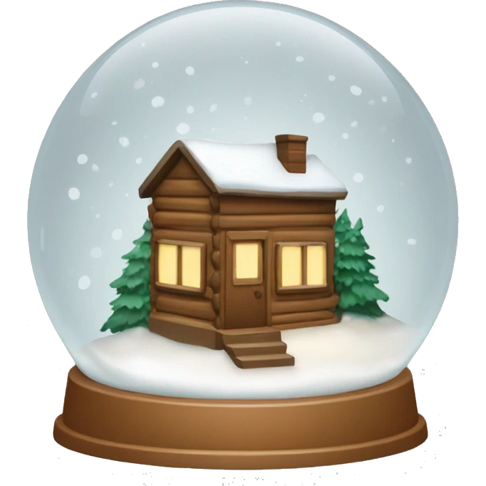 Light brown snow globe with cabin emoji