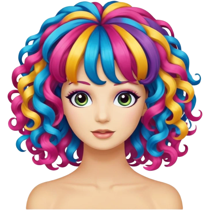 curly colorful party wig emoji