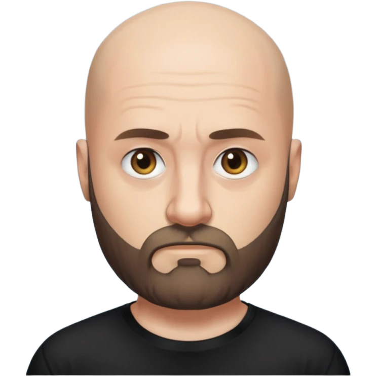 Oliver Riedel, bald, full beard, serious face, black t-shirt emoji
