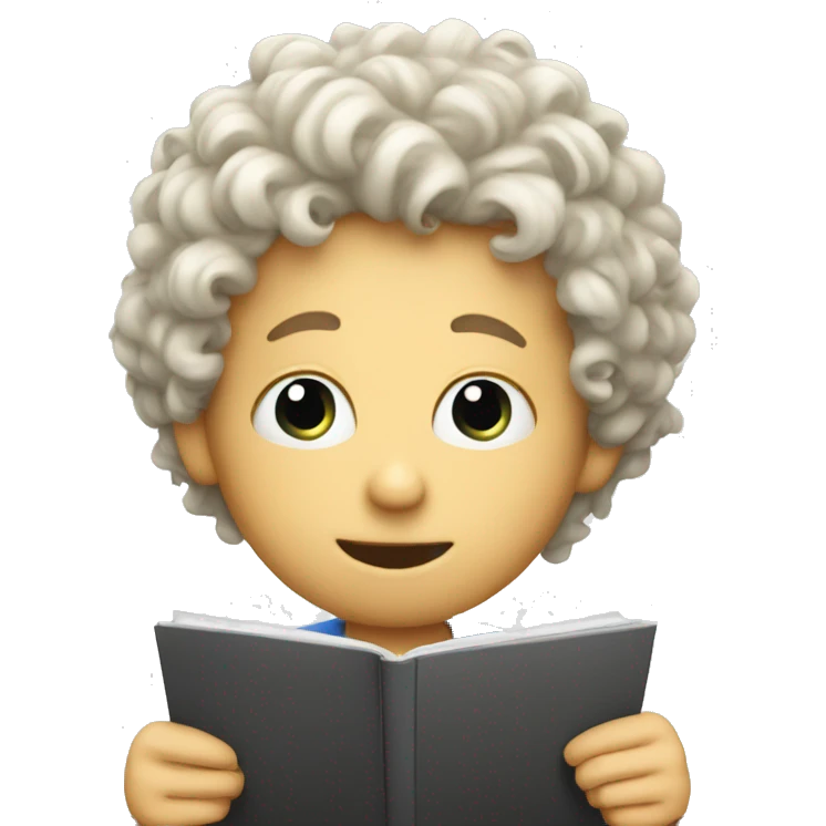 white curly boy taking math test emoji