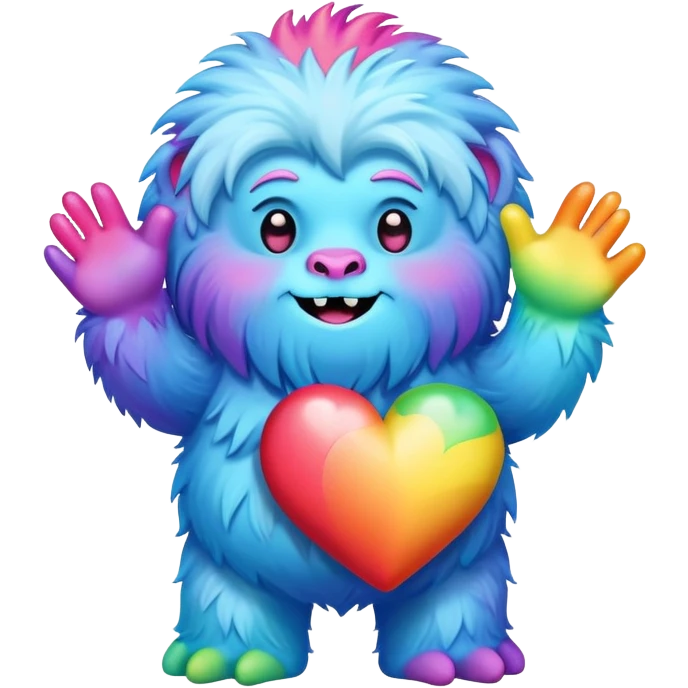 rainbow yeti heart hands emoji