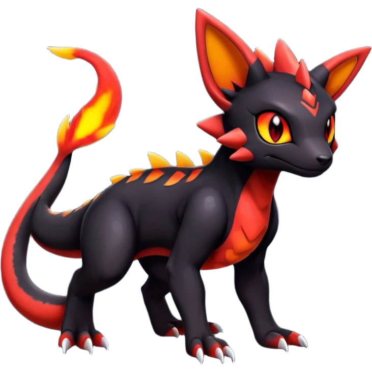Cute Shiny Guilmon-Quilava-Salandit-Umbreon-Fakémon-hybrid-creature (full body)  emoji
