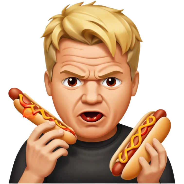 gordon ramsay eat a hotdog, angry emoji