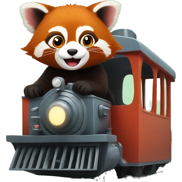 red panda driving a train emoji