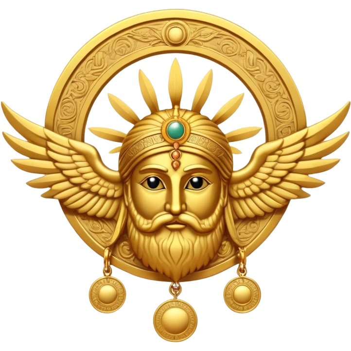 Zoroastrian Faravahar winged sun disc with bearded figure emoji