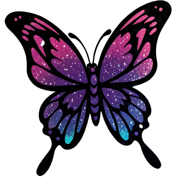 Black sparkly butterfly emoji